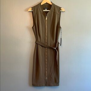 NWT Tommy Hilfiger Sleeveless Belted Olive Green Dress